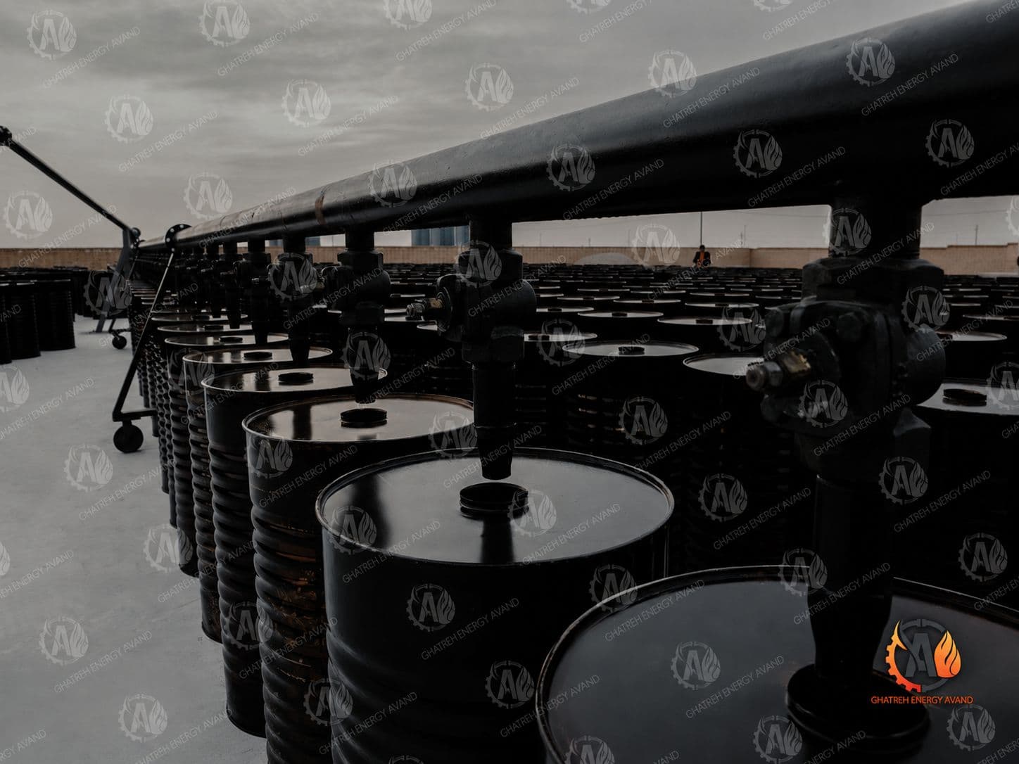 New steel drums prepared for loading